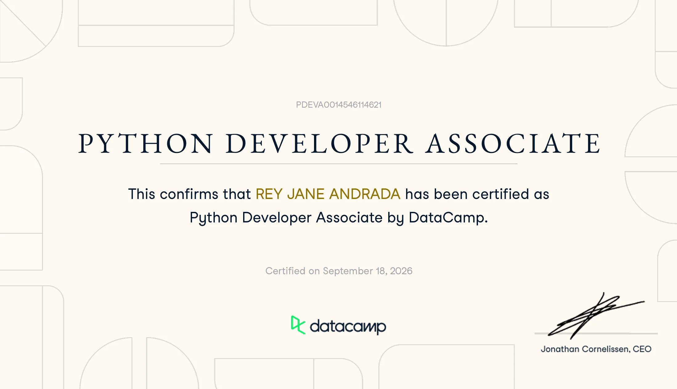 Python Developer Associate certificate